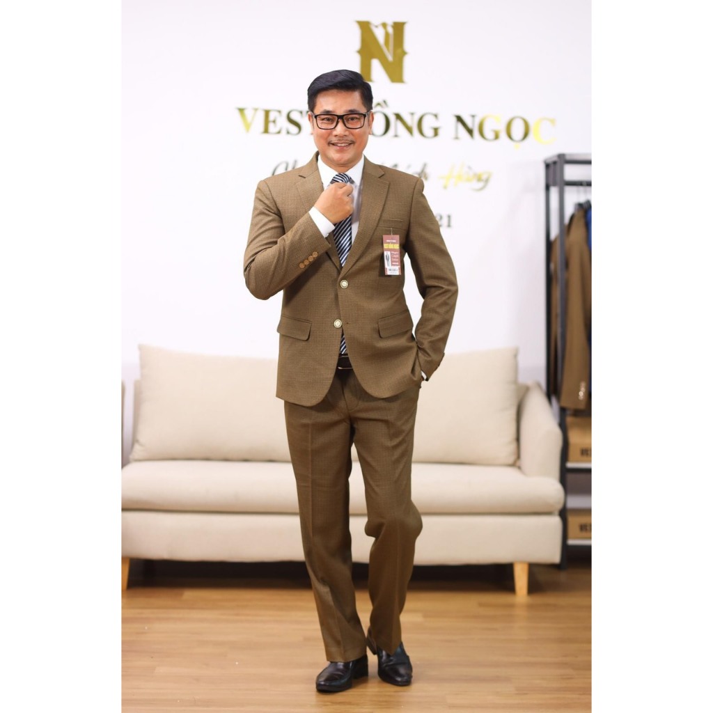 Bộ Vest Nam Trung Niên Cao Cấp Chất Vải Tuýt Si 2 Sợi Dầy Mềm Mịn Nhập Khẩu, Com Lê Trung Niên Thương Hiệu Hồng Ngọc