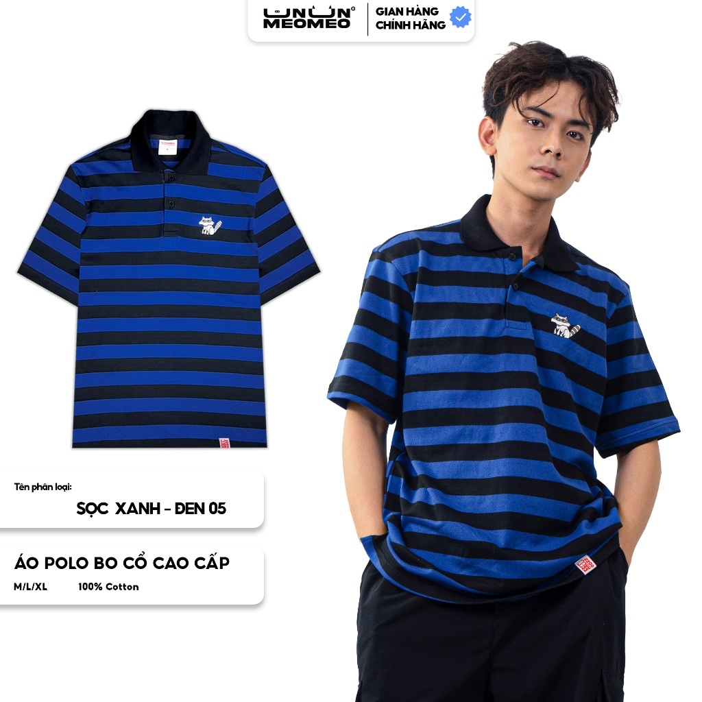 Áo polo kẻ sọc, Áo polo nam, form áo dành cho nam nữ thêu con cáo Fox - Striped Polo Shirt_U2M2