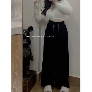Quần Nhung Ống Suông Bigsize Nữ 55 đến 100kg Sang Chảnh Dây Xích Thời Trang Thu Đông Cao Cấp