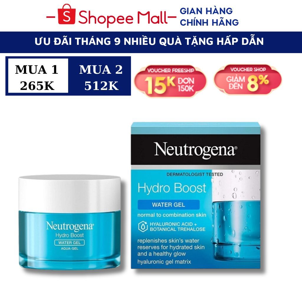 Kem Dưỡng Ẩm Neutrogena Hydro Boost Water Gel Cream 50g, Netrogena Aqua Gel Cho Da Dầu Mụn, khô Mẫu Mới