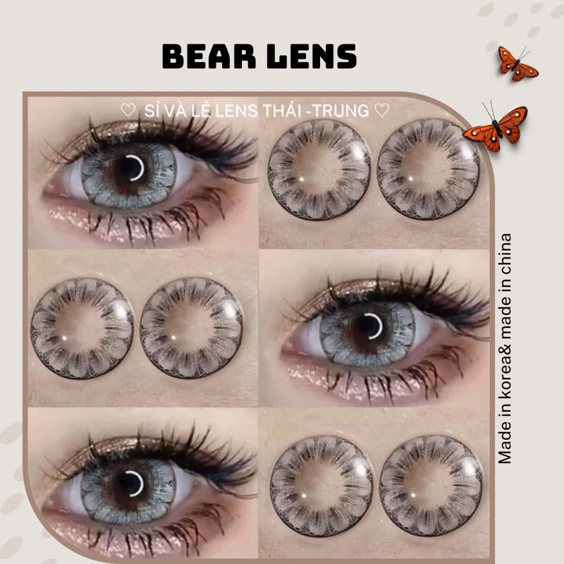 Kính Áp Tròng Lens Hoa 100 Gray Size Giãn To 14.5mm Độ Cận Từ 0.00 Đến 6.00 Độ | Bear Lens 🐻