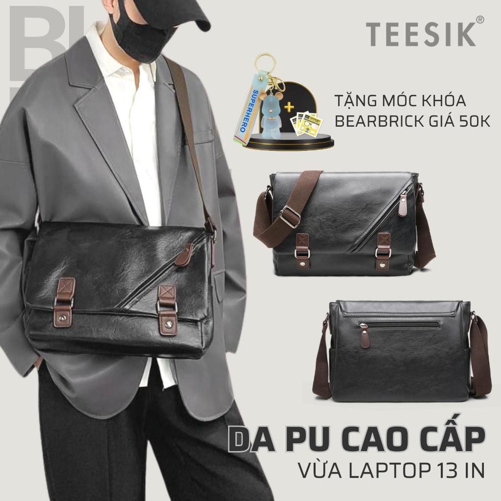 Cặp đeo chéo TEE SIK cặp xách công sở đựng vừa laptop 13 in chất liệu da PU dày dặn nhiều ngăn TS35