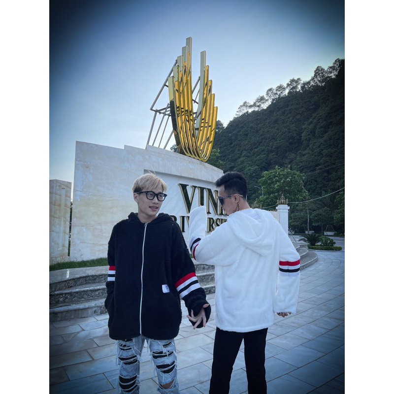 Áo khoác lông mượt vạch thome 2 ống tay new cực hot nam nữ dành cho mùa đông năm nay