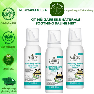 Xịt Mũi Zarbee s Naturals Soothing Saline Nasal Mist With Aloe Lô hội 3OZ