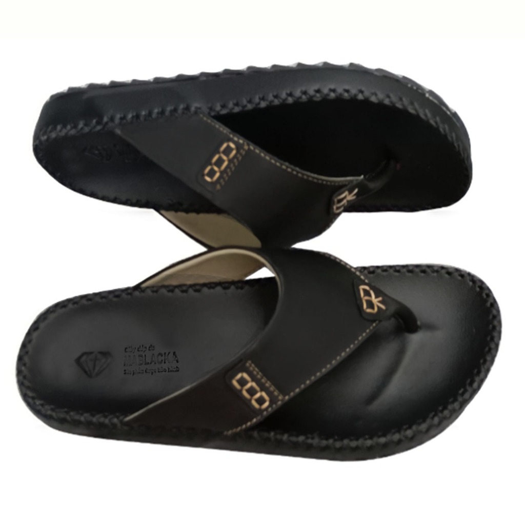 Dép da nam thời trang cao cấp da bò mềm mại, đen H62