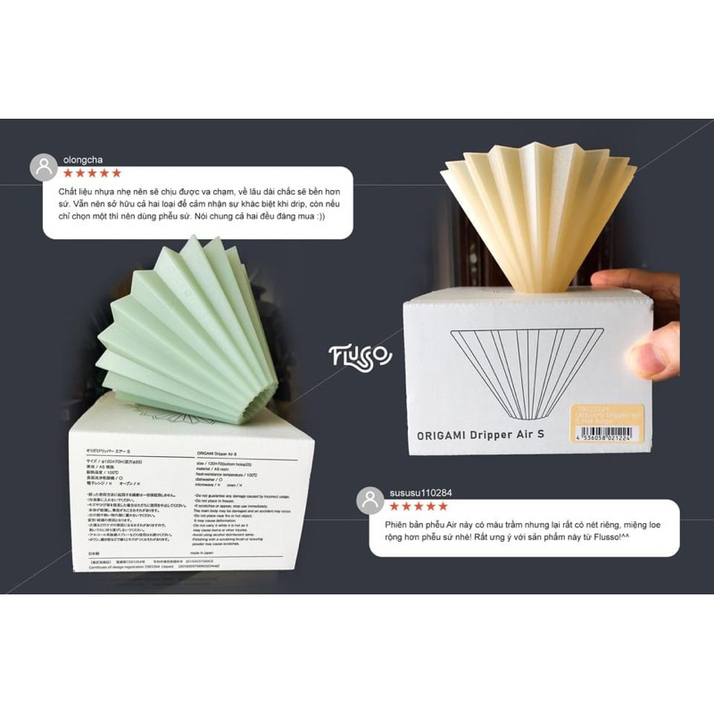 Phễu Lọc ORIGAMI Màu Matte Gray Air - Phễu Lọc Cà Phê V60