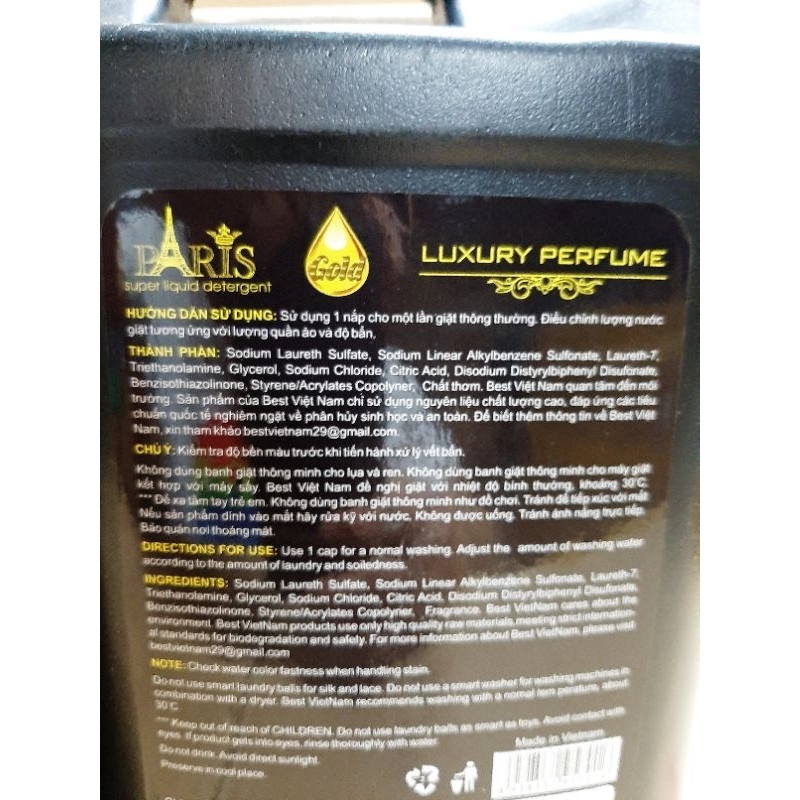 Nước Giặt Xả Paris Hương Nước Hoa 5000ml, Nước Giặt Paris, Không Hoá Chất, An Toàn Cho Da, Tẩy Siêu Sạch