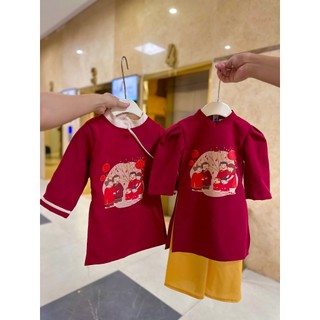ÁO DÀI ĐỎ TẾT SUM VẦY CHO BÉ