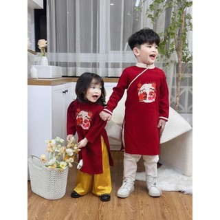 ÁO DÀI ĐỎ TẾT SUM VẦY CHO BÉ