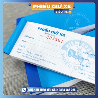 Phiếu giữ xe in sẳn có nhảy số giá sỉ - 100 tờ/cuốn - giấy f70 - size 5x14.5cm - phiếu giữ xe máy, phiếu trông xe