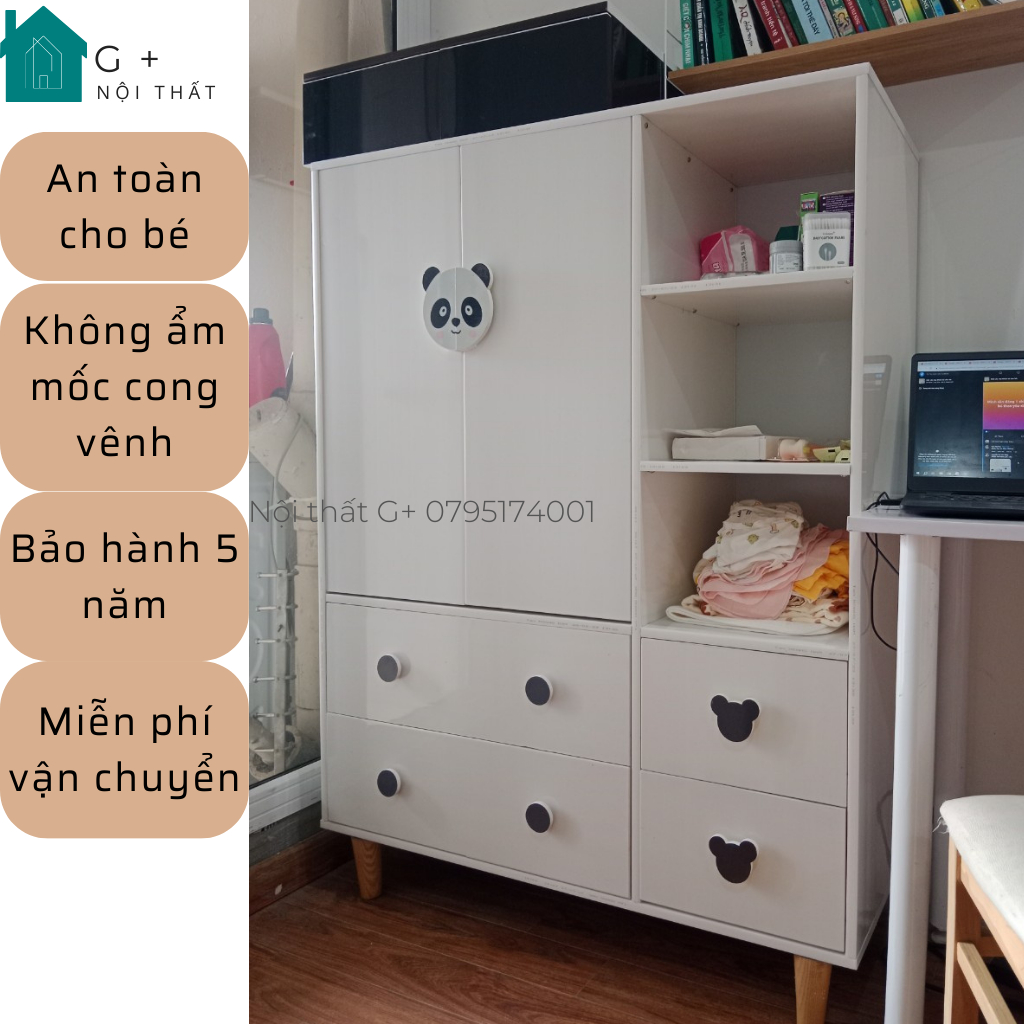 Tủ trẻ em, tủ quần áo cho bé nhựa Đài Loan cao cấp chống nước an toàn cho bé, Nội thất Gplus