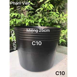Chậu nhựa trồng cây c10 đen loại dày dặn 24x20