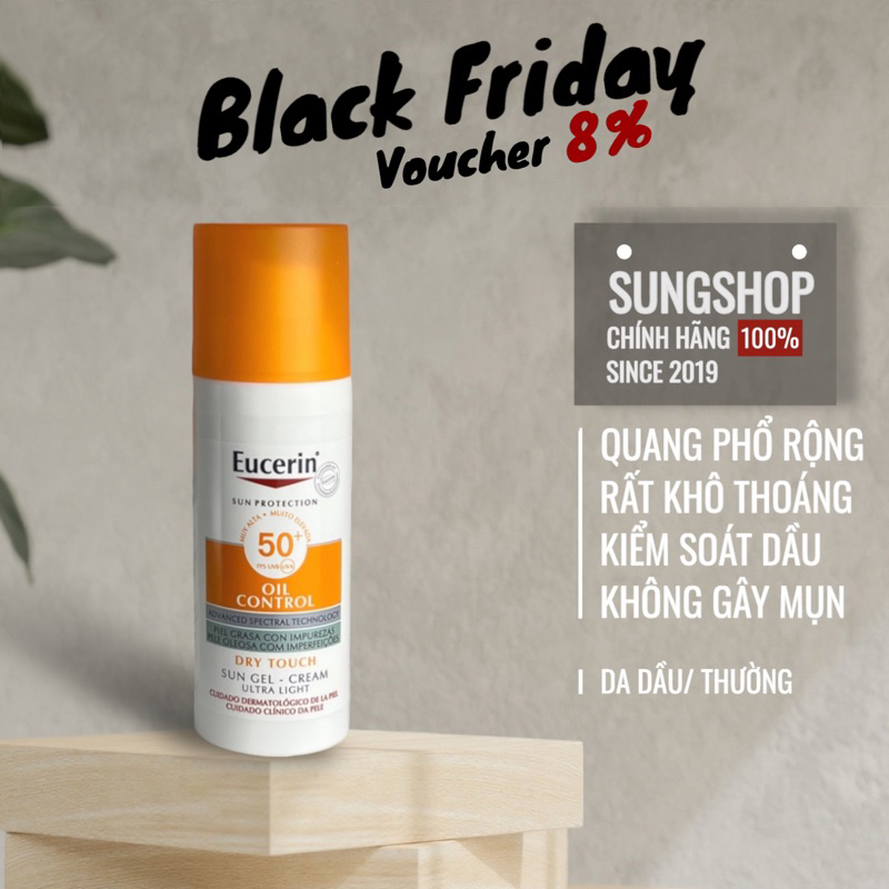 Kem chống nắng kềm dầu quang phổ rộng Eucerin Oil Control Dry Touch SPF 50 50ml