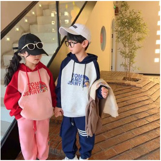 Bộ Nỉ Bông Áo Mũ size đại cho bé T&J, Set dài tay bé gái,bé trai dày dặn mùa đông, bộ quần áo dài tay size đại
