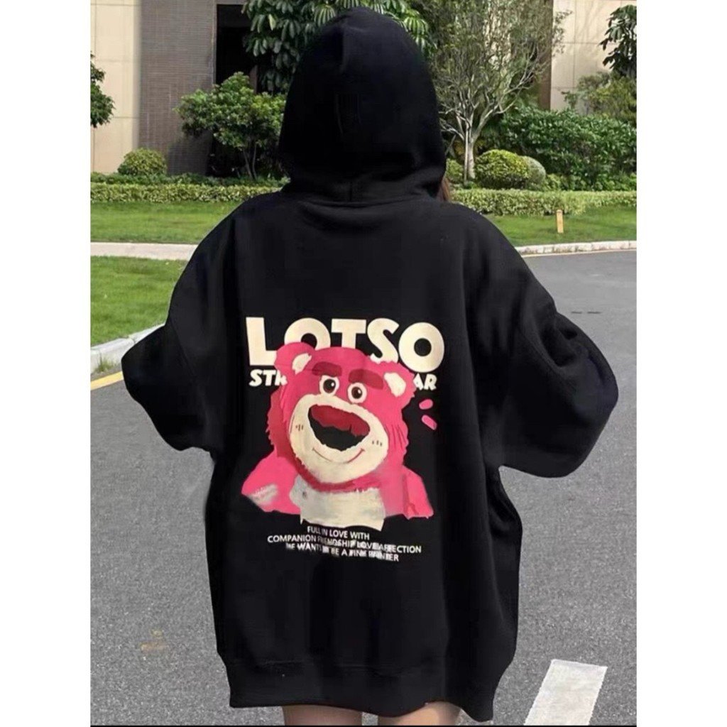 Áo hoodie gấu vải da cá cao cấp, áo hoodie bé gái size đại