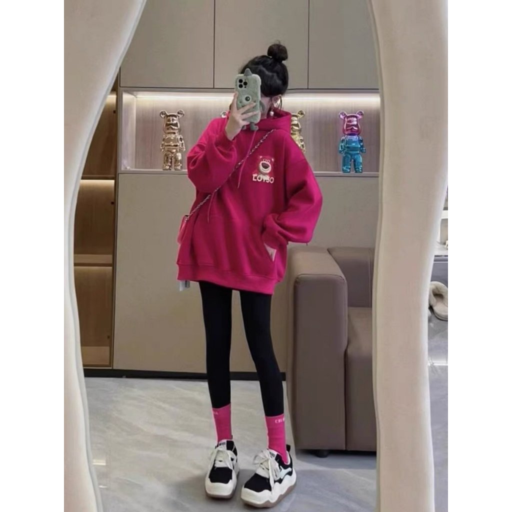 Áo hoodie gấu vải da cá cao cấp, áo hoodie bé gái size đại