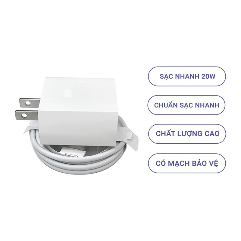 Sạc Nhanh (Củ PD 20W+Cáp Type-C ) Cho Điện Thoại