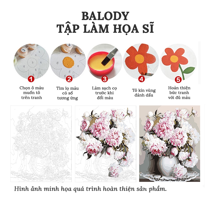 Tranh tô màu theo Số hóa Cặp đôi 20x20cm, Couple, cô gái BALODY có khung, màu, cọ, móc treo tường