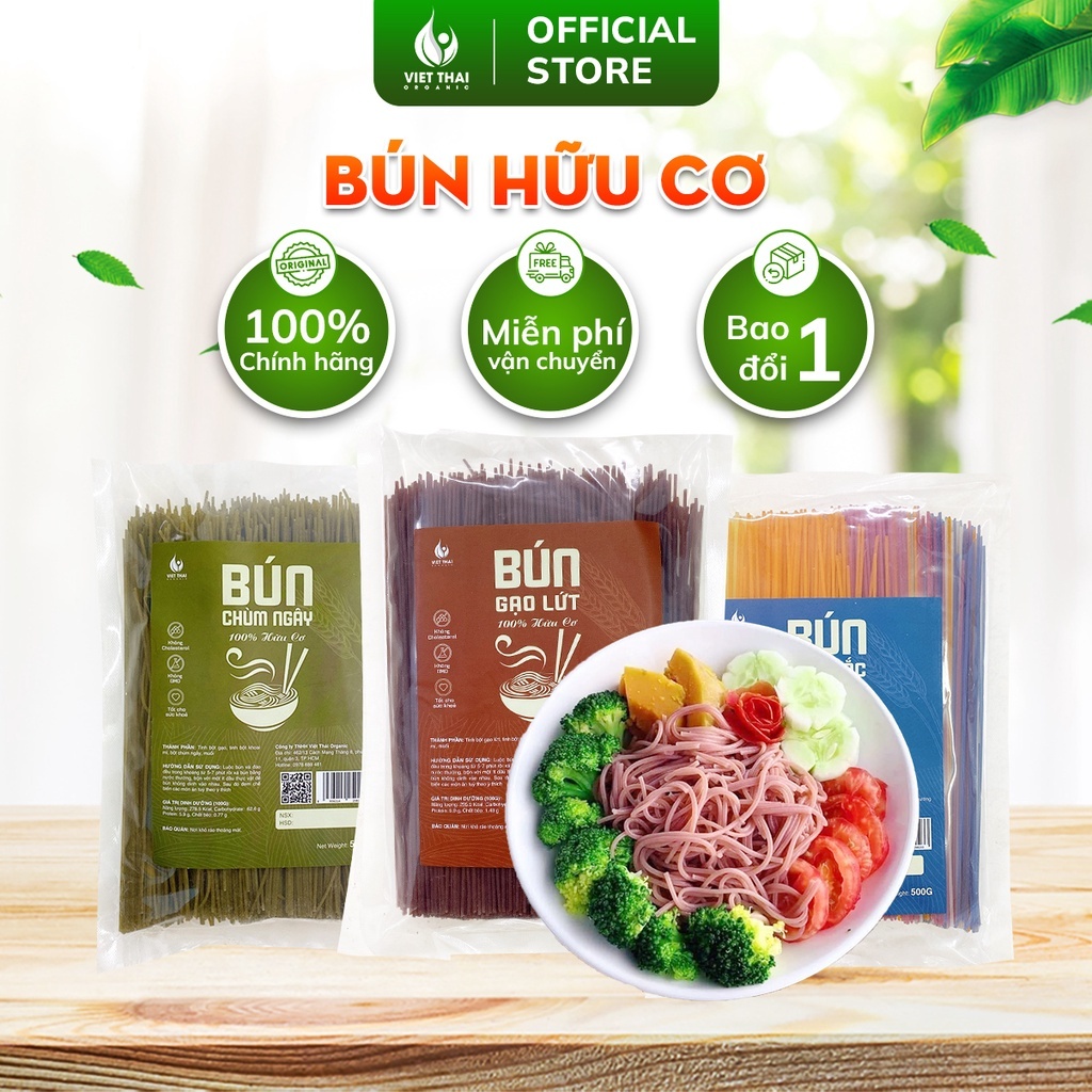 Bún Gạo Lức Giảm Cân Ăn Kiêng 500G - Bún Gạo Lứt - Miến Khoai Lang Phở Gạo Lứt - Miến Sợi Rút EatClean