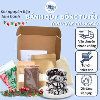 SET Nguyên liệu làm BÁNH QUY BÔNG TUYẾT (CRINKLE COOKIES) Giáng sinh tại nhà, CÓ VIDEO HƯỚNG DẪN | Tiệm bánh nhà May