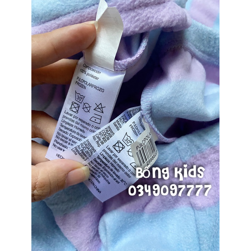 Bộ Nỉ Băng Lông Bé Gái Elsa Kẻ Xanh Tím