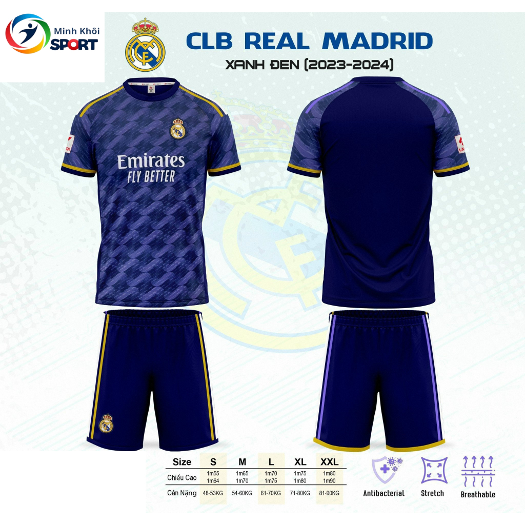 Áo CLB Real Madrid 2023 Xanh Đen 2023-2024
