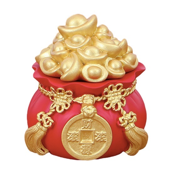 Hũ Đựng Muối Gạo Tài Lộc Đầu Năm Mới, Túi Thần Tài May Mắn Trang Trí Ban Thờ, Bàn Làm Việc Kích thước: 5.5*6*5.5cm