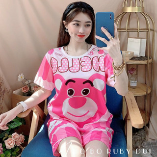 Đồ bộ thun lạnh tay ngắn quần Đùi, quần Ngố,quần Dài, Hoạ tiết Gấu Dâu, mặc thoải mái, có size từ 6-70kg