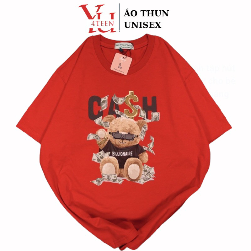 Áo Thun PHÔNG NAM NỮ Tay Ngắn UNISEX in Decal TEEDY GẤU MONEY TIỀN - Hình chụp thật (Đủ size M-L-XL-XXL BIGSIZE)