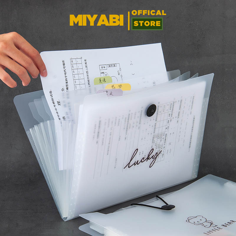 Túi đựng tài liệu a4 tệp đựng tài liệu nhiều ngăn bìa kẹp file túi đựng tài liệu A4 phụ kiện văn phòng phẩm Lucky MIYABI