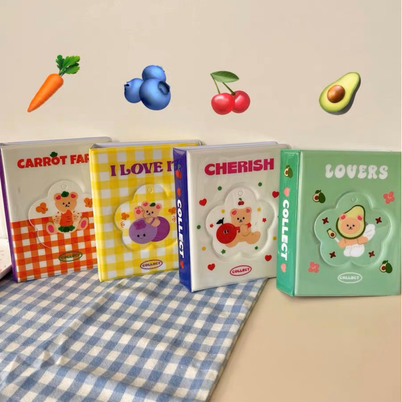 Album Collect book 2 ô Đựng Ảnh 80 Ngăn mini Họa tiết Gấu trái cây