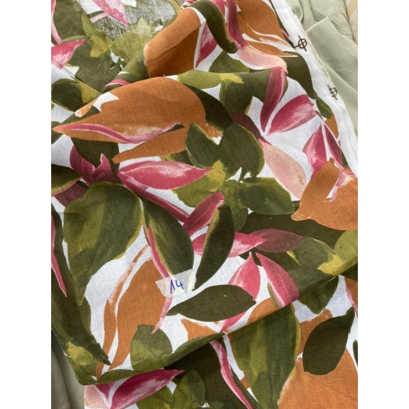 Linen tưng pha bột Caro màu nâu tây- Pure LINEN  hoa sắc màu