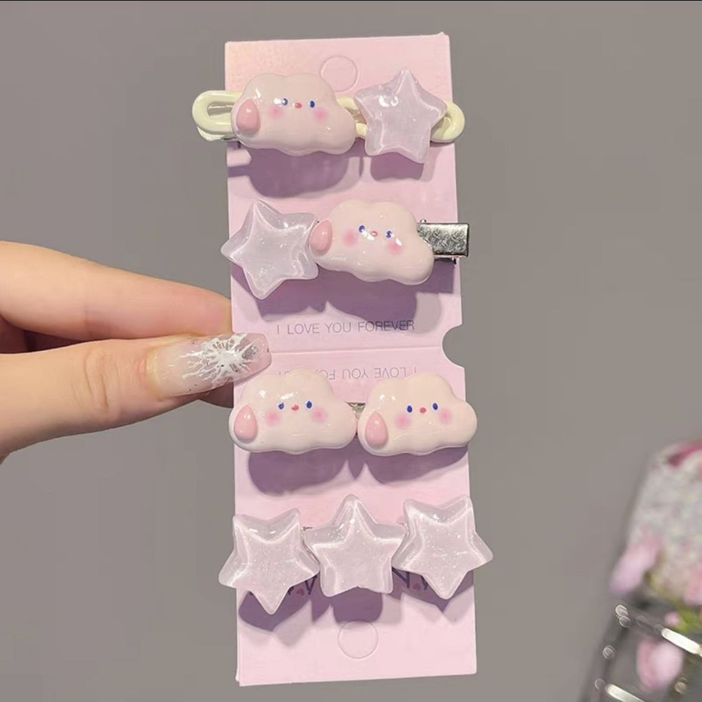 Kẹp Tóc Mái Hình Ngôi Sao Đám Mây Hồng Dễ Thương Cho Bé Gái