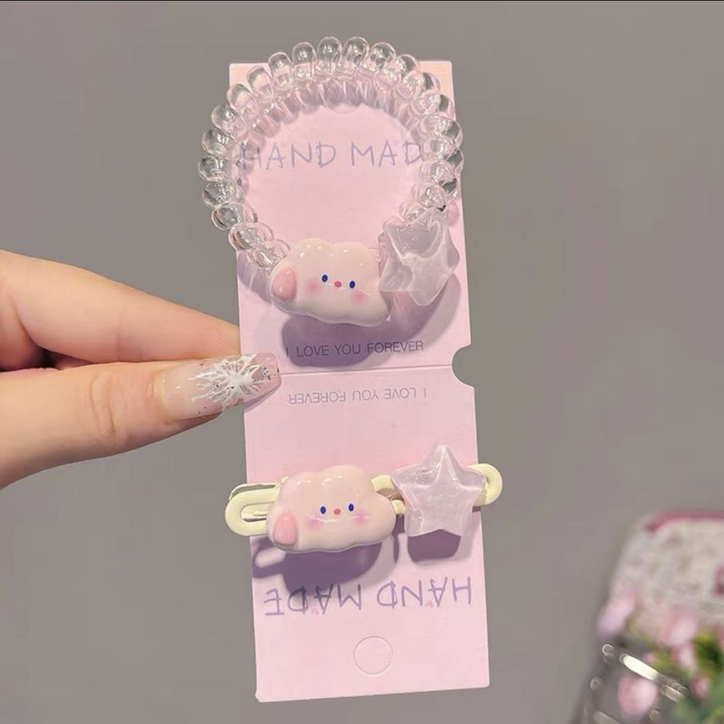 Kẹp Tóc Mái Hình Ngôi Sao Đám Mây Hồng Dễ Thương Cho Bé Gái