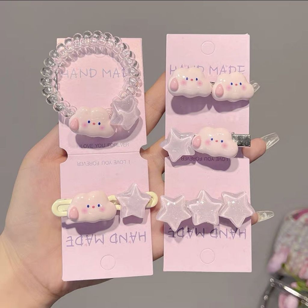 Kẹp Tóc Mái Hình Ngôi Sao Đám Mây Hồng Dễ Thương Cho Bé Gái