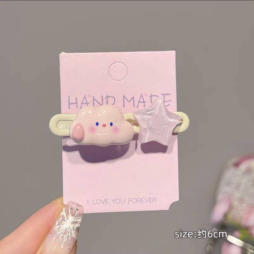 Kẹp Tóc Mái Hình Ngôi Sao Đám Mây Hồng Dễ Thương Cho Bé Gái