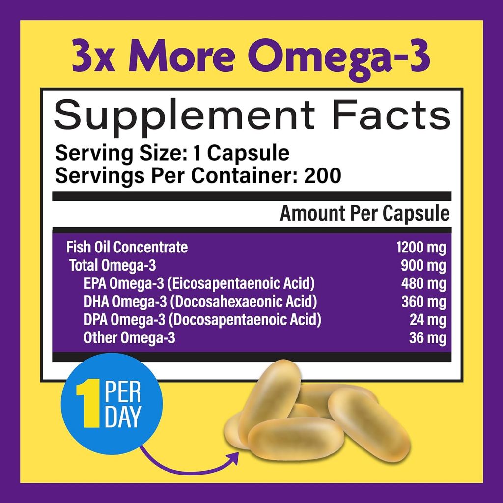 Viên uống dầu cá Triple Strength OMEGA-3 200 viên hàm lượng EPA, DHA cao hỗ trợ sáng mắt bổ não từ hãng INNOVIXLABS