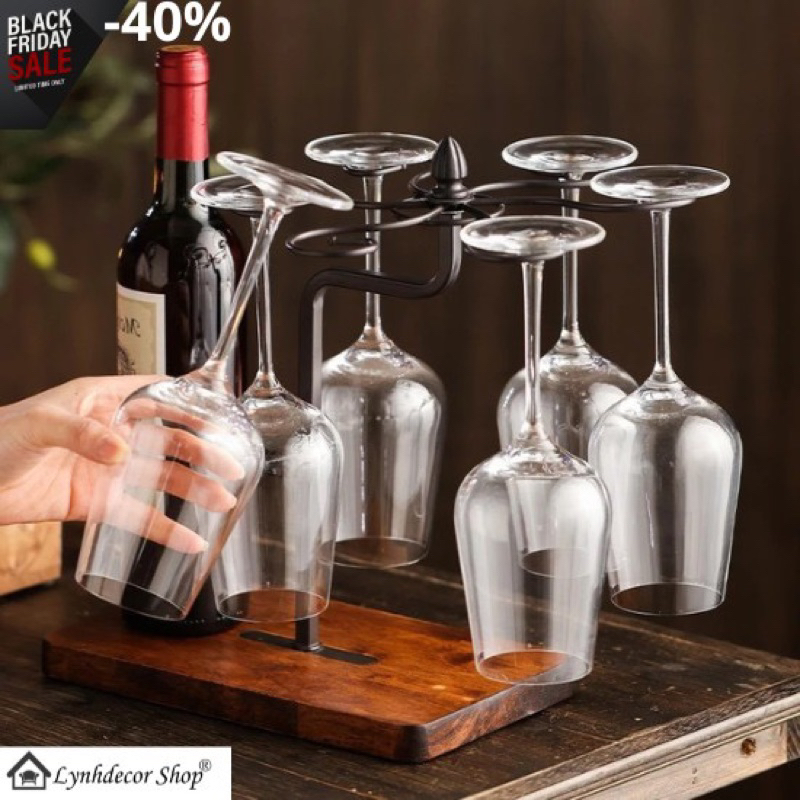 Giá Treo Ly Và Để Rượu Vang LynhDecor Màu Đồng Loại 6 Ly NT629A