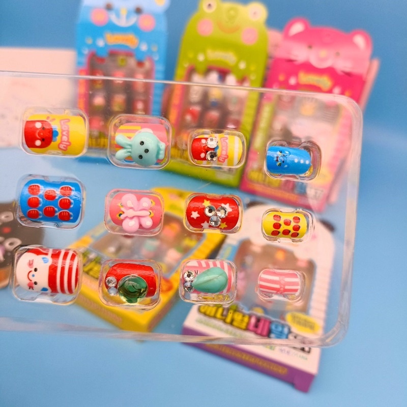 Sét 12 móng tay giả nhiều mẫu đáng yêu cho bé gái