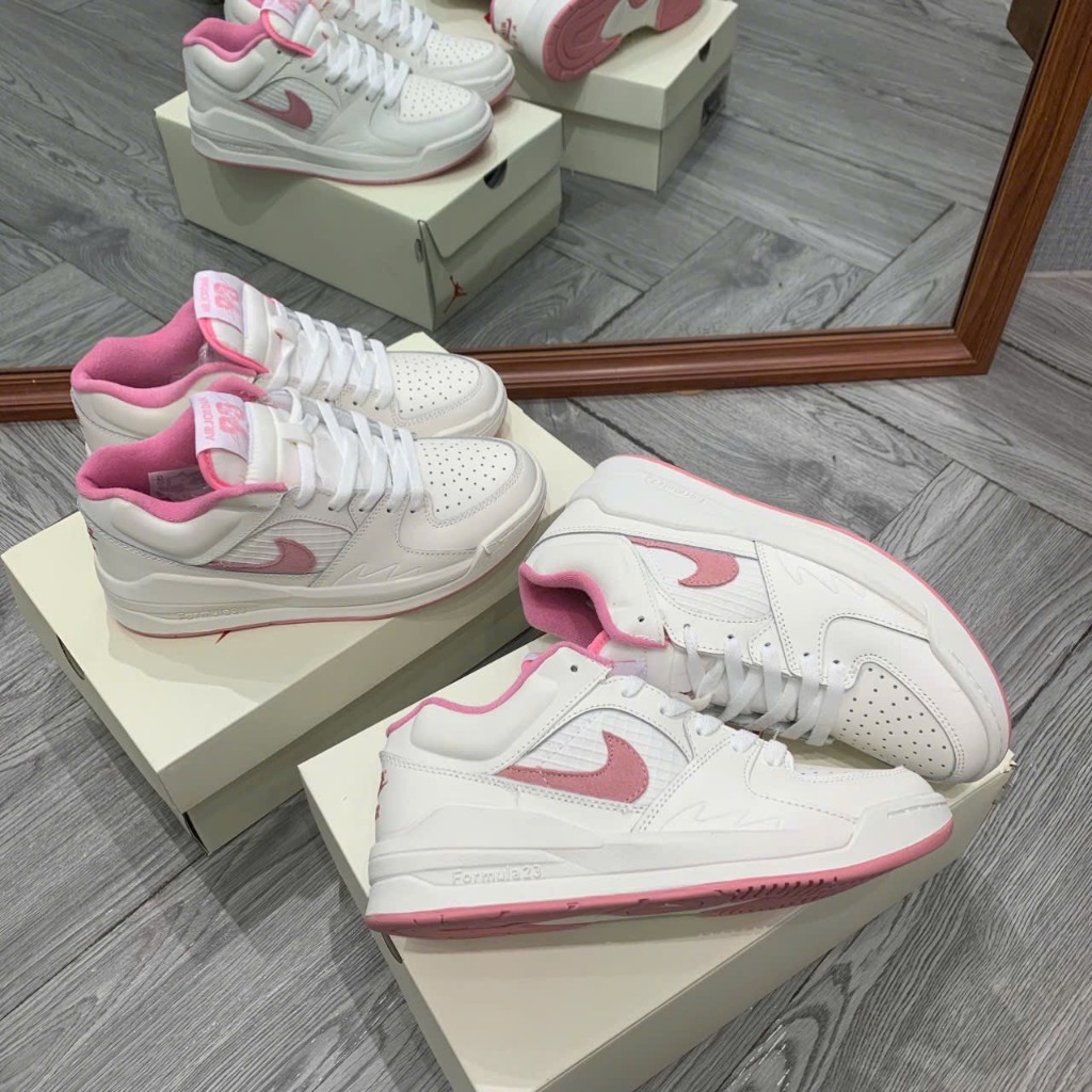 Giày Jordan air Stadium 90 trắng hồng cổ thấp giày thể thao nam nữ CT Jodan 1 white pink cao cấp