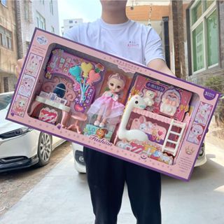  Loại 1  Đồ chơi búp bê kèm bàn trang điểm cỡ lớn kèm phụ kiện cho bé gái hộp búp bê Barbie 