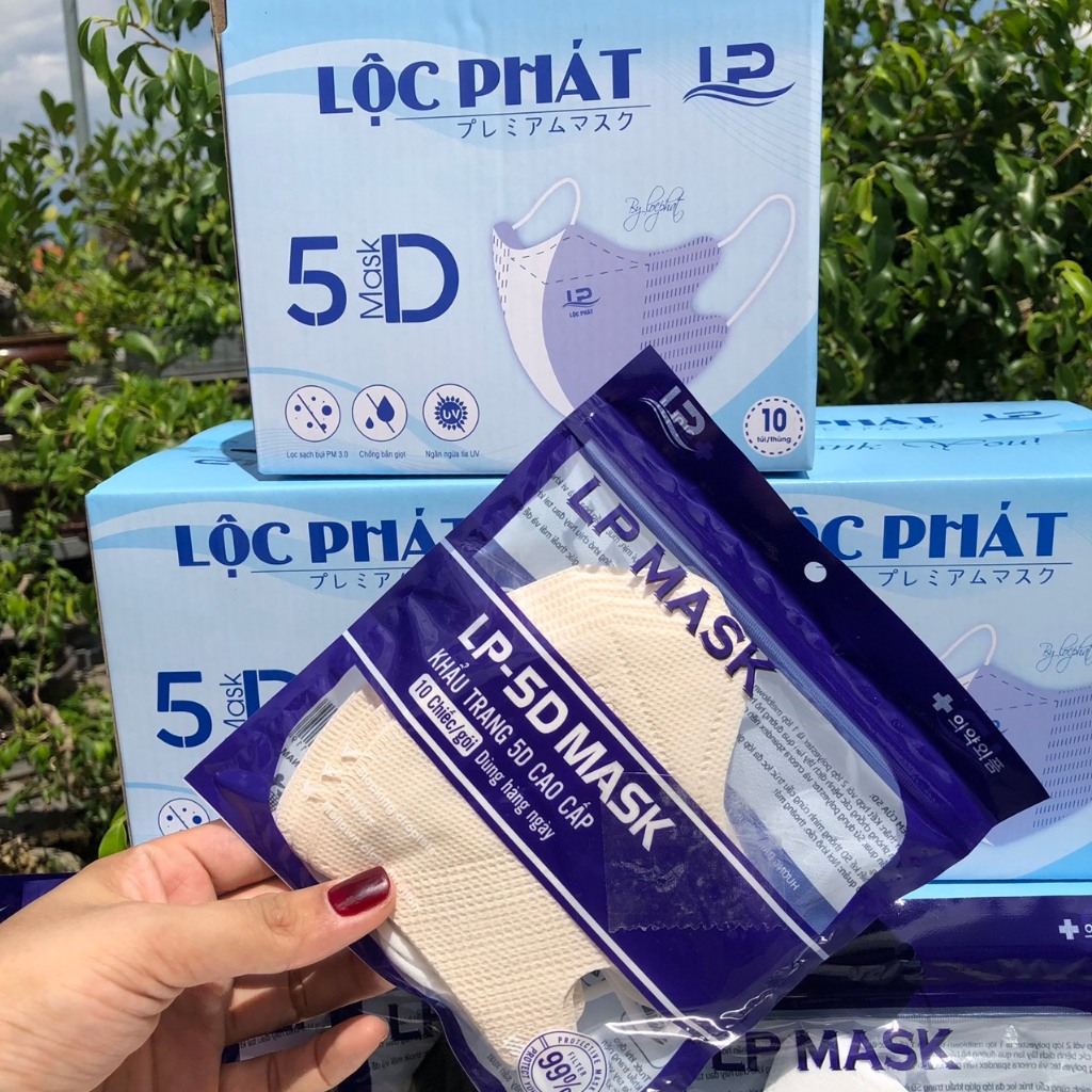 10 Gói Khẩu Trang 5D Kháng Khuẩn Lộc Phát