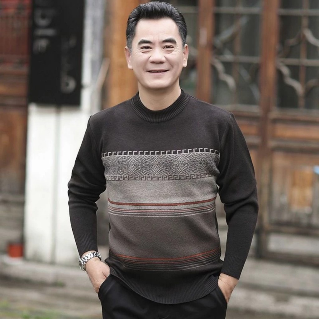Áo Len Trung Niên Cổ Tròn | Áo Len Cho Bố hàng Quảng châu AL08