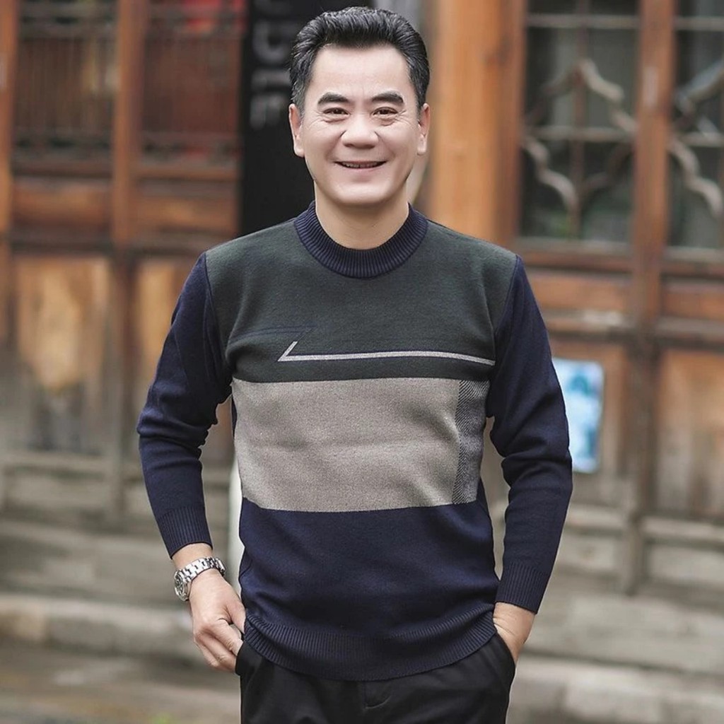 Áo Len Trung Niên Cổ Tròn | Áo Len Cho Bố hàng Quảng châu AL08
