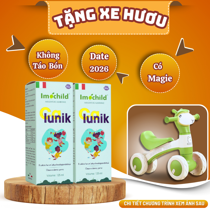 Combo 2 Hộp Canxi Sinh Học CALUNIK Imochild Hỗ Trợ Phát Triển Chiều Cao Cho Bé - Lọ 125ml