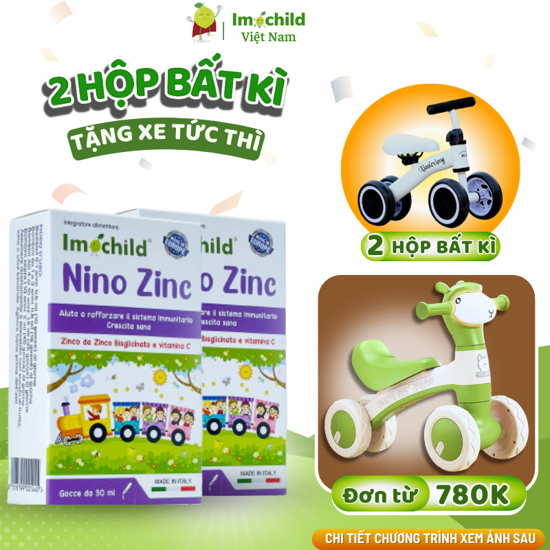 Kẽm Nhỏ Giọt Cho Trẻ Sơ Sinh Nino ZinC, Cải Thiện Biếng Ăn, Đề Kháng Khỏe - IMOCHILD Lọ 30ml