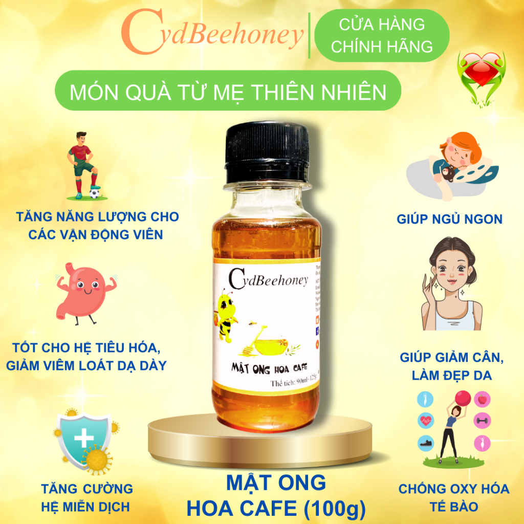 Mật ong Hoa Cafe Nguyên Chất, Tăng Đề Kháng, Phục Hồi Sức Khỏe, Đẹp Da Cho Người Già, Trẻ Em, Nam, Nữ CVDBEEHONEY 100g