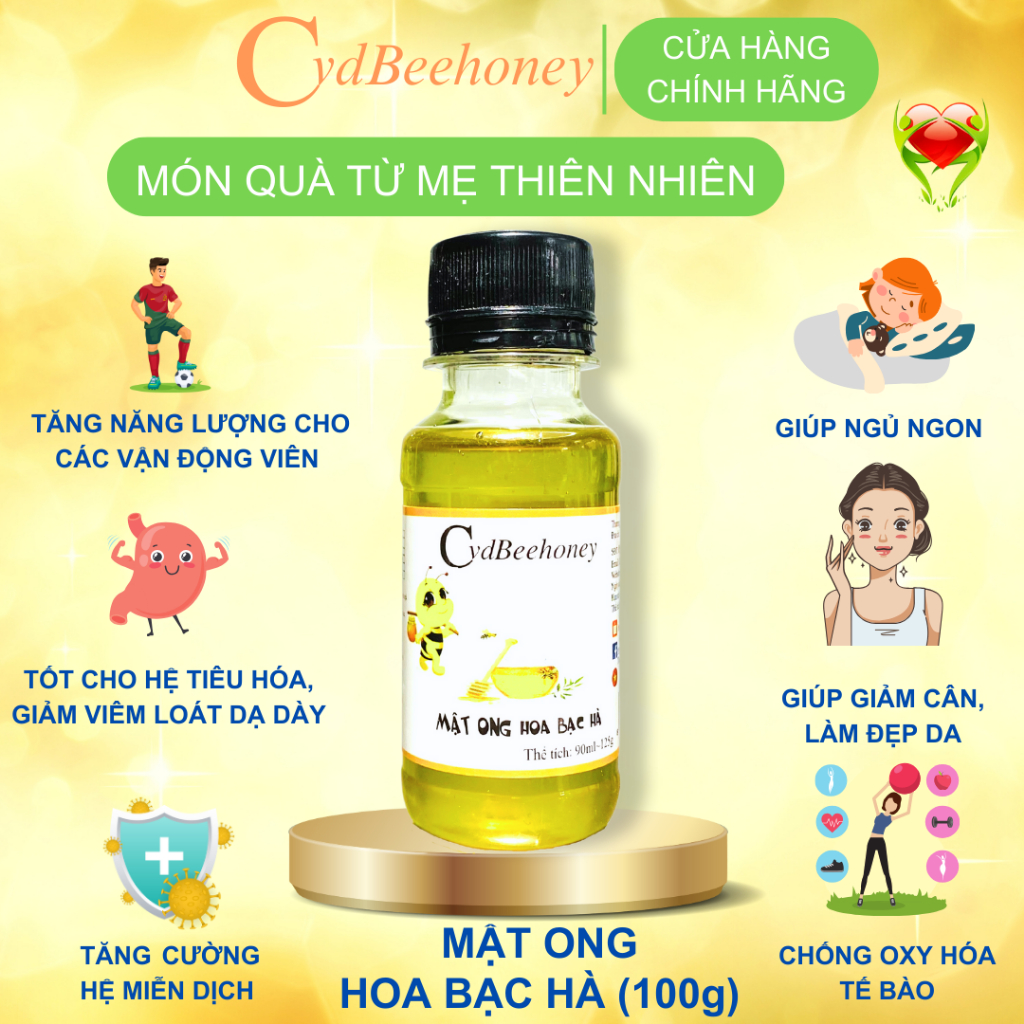 Mật ong Hoa Bạc Hà Nguyên Chất, Tăng Đề Kháng, Phục Hồi Sức Khỏe, Đẹp Da Cho Người Già, Trẻ Em, Nam, Nữ CVDBEEHONEY 100g