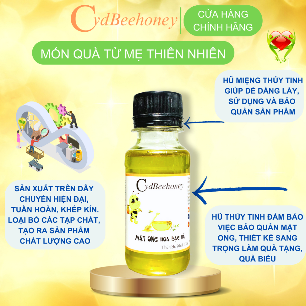 Mật ong Hoa Bạc Hà Nguyên Chất, Tăng Đề Kháng, Phục Hồi Sức Khỏe, Đẹp Da Cho Người Già, Trẻ Em, Nam, Nữ CVDBEEHONEY 100g