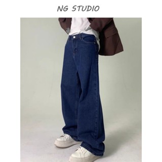 Quần Jean Nam Nữ Ống Suông, Quần Bò Unisex Màu Xanh Phong Cách Hàn Quốc